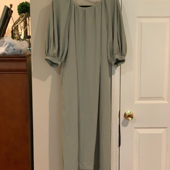 Prologue sage nwt midi dress w puff sleeves - Picture 3 of 7